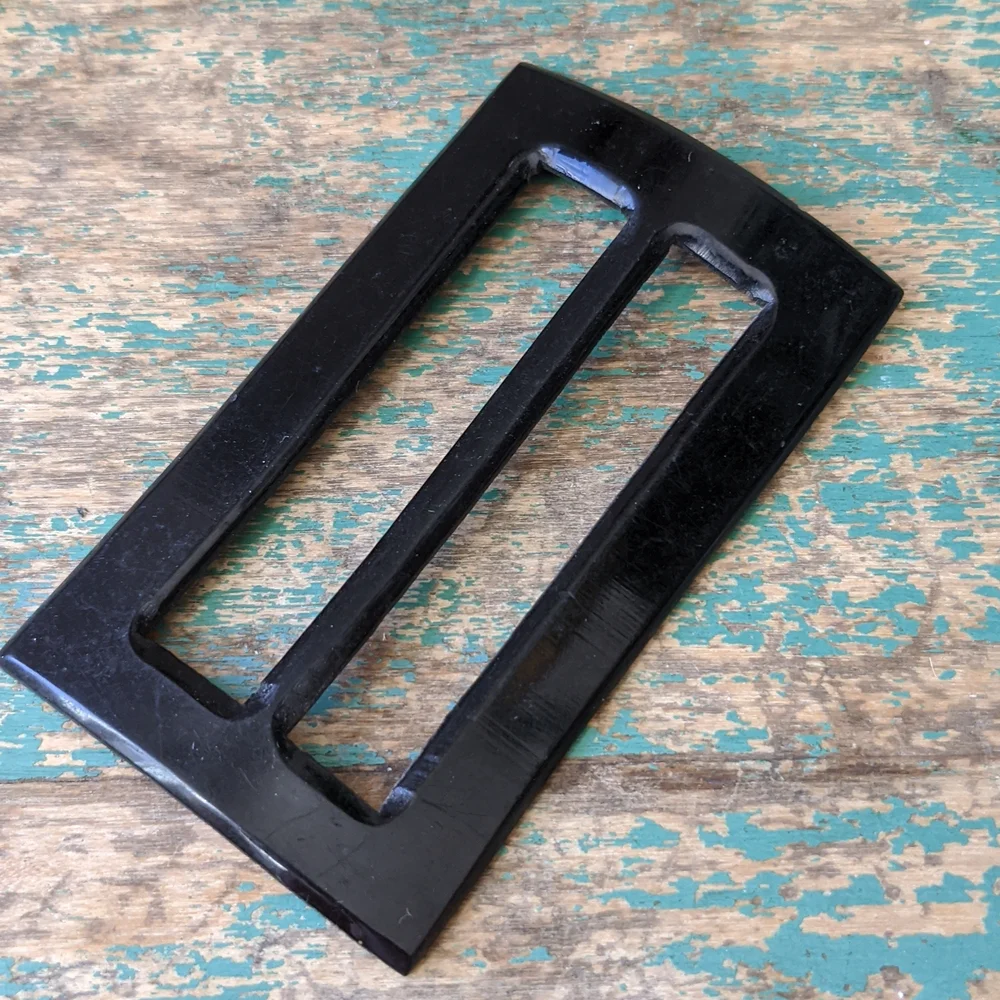 Bundle of 4 Vintage Buckles - Wood, Lucite, Faux Leather Tight Top, Cardboard